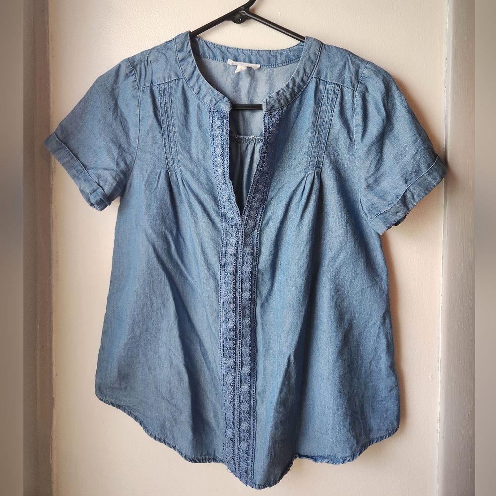 Blu Pepper Lyocell Short Sleeved Blue Top